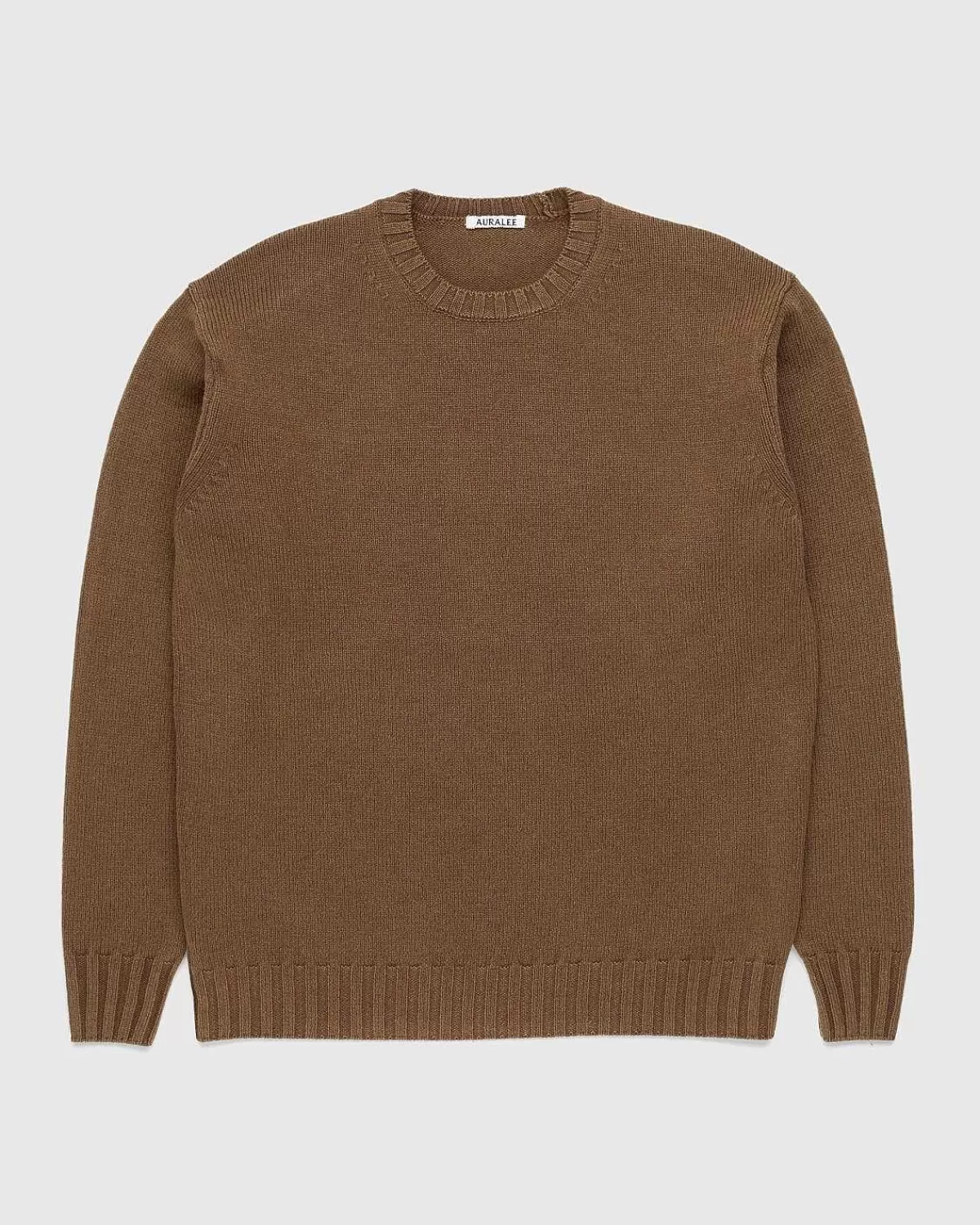 Strik>Auralee Vasket Fransk Merino Strik Crewneck Brun